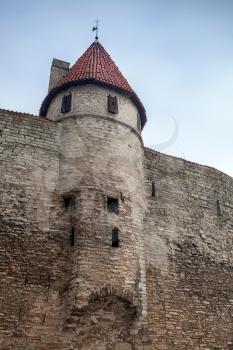 Ancient stone fortress fragment. Old Tallinn fortress, Estonia