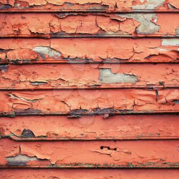 Grungy red wooden wall, square background photo texture