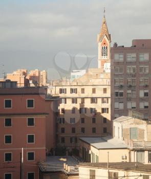 Genoa skyline with Parish Church Santa Maria Delle Grazie