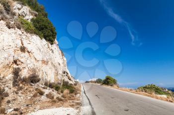 Summer landscape with mountain road, Zakynthos island, Greece