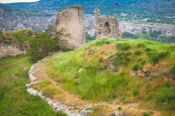Ruins of ancient fortress Calamita in Inkerman, Crimea