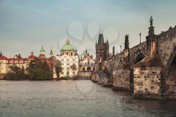 Prague old town. Czech Republic, Charles Bridge over Vltava river