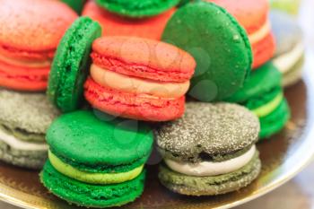 Colorful macaroons on the counter