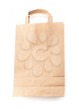 Modern shopping paper bag isolated on white with soft shadow. Front view