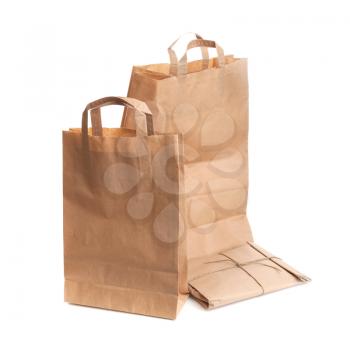 Group of paper bags isolated on white background