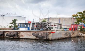 Equipment for tankers loading on Black sea coast, oil terminal of Varna port, Bulgaria