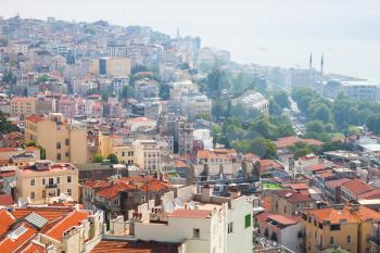 Istanbul, Turkey. Cityscape with Bosporus on a background, photo taken from the viewpoint of Galata tower