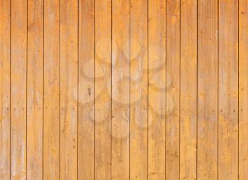 Wooden wall with yellow paint layer, detailed background photo texture