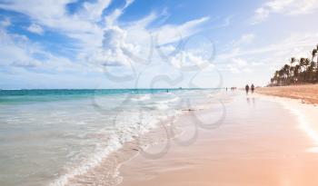 Bavaro beach coastal landscape. Atlantic ocean coast, Dominican republic. Punta Cana