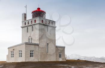 Icelandic lighthouse tower, Dyrholaey, Vik district, South coast of Iceland island