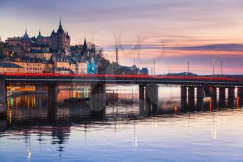 Evening cityscape of Stockholm, Capital city of Sweden