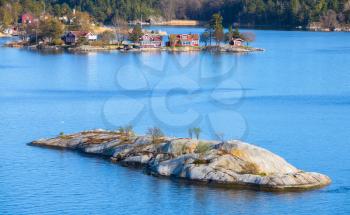 Swedish rural landscape, small island near coastal village