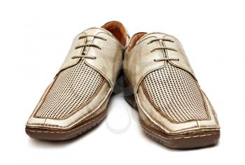 Brown male shoes pair isolated on white background