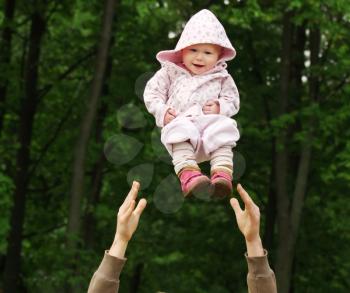 Baby flying in the park