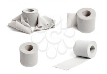 Single toilet paper isolated on a white background