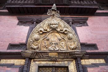 KATMANDU, NEPAL - APRIL 16: Temple elements on Durbar square on April 16, 2012 in Katmandu, Nepal. This elements is a marvel sample of Newa architecture.