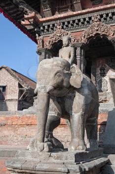 KATMANDU, NEPAL - APRIL 16: Temple elements on Durbar square on April 16, 2012 in Katmandu, Nepal. This elements is a marvel sample of Newa architecture.