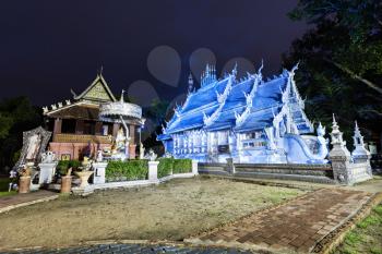 Wat Sri Suphan temple at the night in Chiang Mai, Thailand