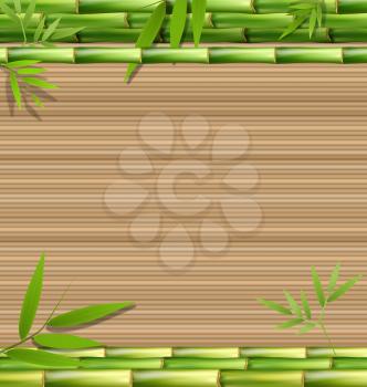 Green bamboo grass on brown background