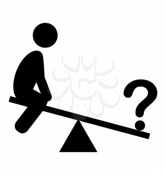 Confusion Man on Swing People with Question Mark Flat Icons Pictogram Isolated on White Background