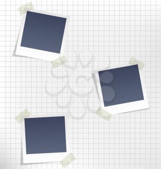 Photo frames for infographic on paper sheet in a cage