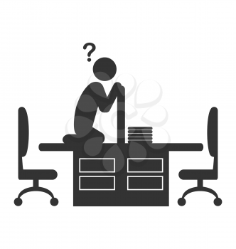 Flat office icon with disappeared worker isolated on white background