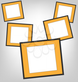 Six orange frames on grayscale background