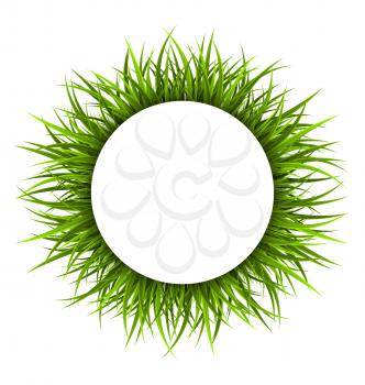 Circle frame with green grass. Floral nature background