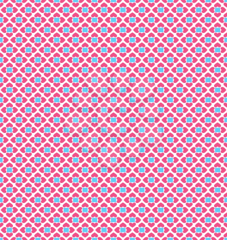 Seamless love pattern. Pink hearts and blue squares