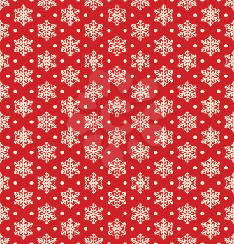Seamless Christmas Winter Pattern with Snowflakes Isolated on Red Background
