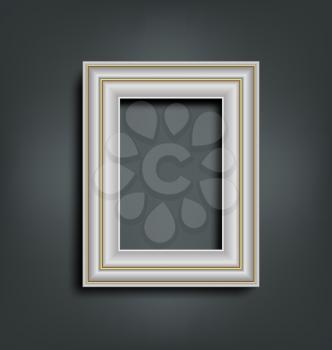 Silver carved frame on gray background