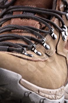 Closeup view of hiking boot