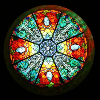 Stained glass dome in church