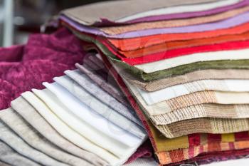 Multicolored samples of various fabrics
