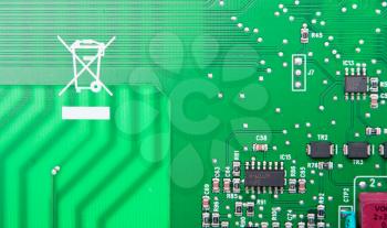 Close up of a green computer circuit