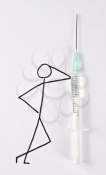 Drawn man with syringe