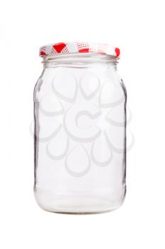 Close-up of a glass jar isolated on white