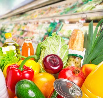 Various fruits and vegetables. Food set. Close-up photo.