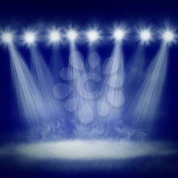 Abstract illustration of stage lights with fog below