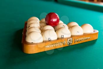 Luxurious billiard table with balls in order