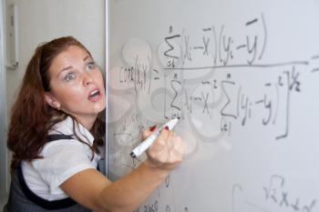 Shocked student. Crazy mathematical formulas