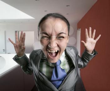 Shouting, crazy woman in the office