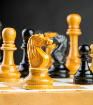 Close up of chess figures on the board