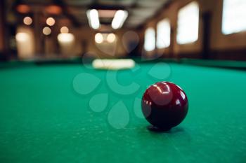 Billiard table with balls prepared for play