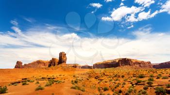 Sandstone landscape of Monument Valley National Tribal Park, Navajo, Utah USA