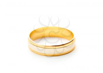 Golden wedding ring isolated on white background