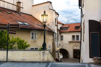 Ancient alleyway in old European town, nobody. Summer tourism and travels, famous europe landmark, popular places
