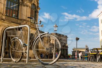 Bicycle parking in ancient European city. Summer tourism and travels, famous europe landmark, popular places