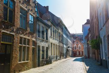 Cozy buildings, street in old provincial European town. Summer tourism and travels, famous europe landmark, popular places for vacation tour or holidays