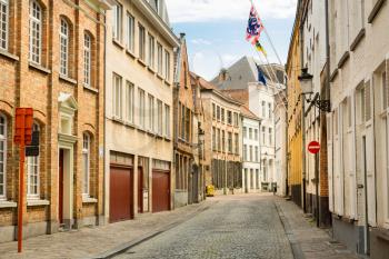 Cozy street in ancient provincial European town, nobody. Traditional architecture. Summer tourism and travels, famous europe landmark, popular places for travelling